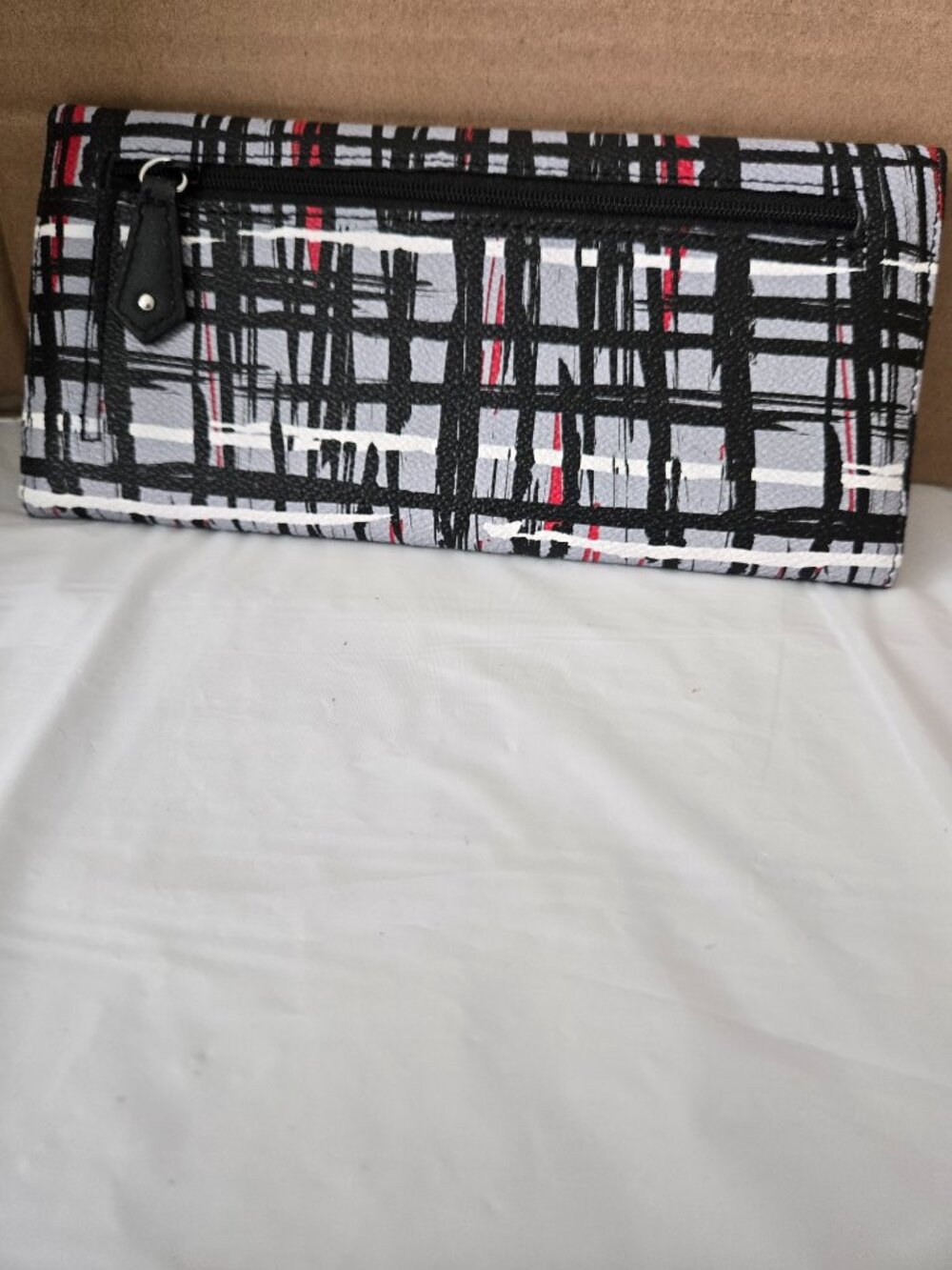 Vera Bradley Black Red White Plaid Long Wallet Continental Organizer - Picture 3 of 10